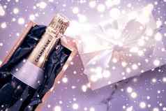 香槟瓶礼物盒子紫色的假期闪闪发光的年圣诞节情人节一天冬天现在奢侈品产品包装饮料品牌