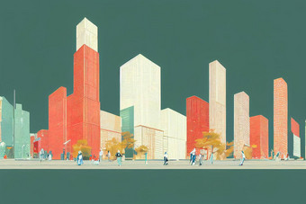 城市规划援助动漫风格插图