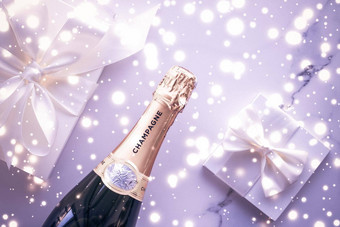 香槟瓶礼物盒子紫色的假期<strong>闪闪</strong>发光的年圣诞节<strong>情人节</strong>一天冬天现在奢侈品产品包装饮料品牌