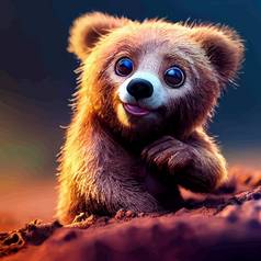 动画插图可爱的熊动画婴儿熊肖像