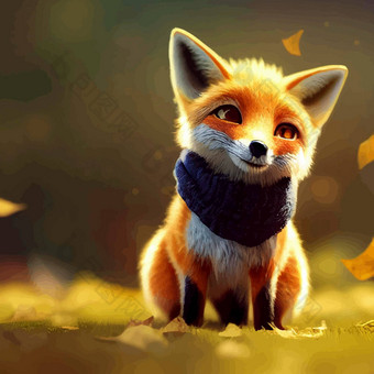 动画插图可爱的狐狸动画婴儿狐狸肖像