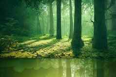和平神奇的森林场景秋天较低的刘易斯瀑布吉福德pinchot国家森林