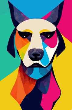色彩斑斓的狗头很酷的孤立的流行艺术风格BackroundWPAPa风格