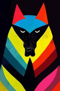色彩斑斓的狼头很酷的孤立的流行艺术风格BackroundWPAPa风格