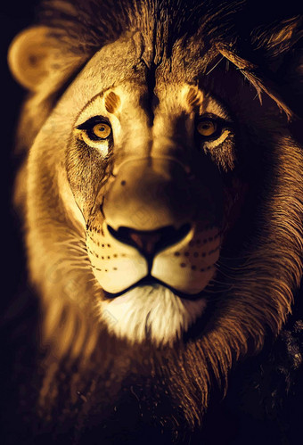 现实的插图狮子特写镜头野生狮子脸黑色的背景
