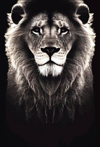 现实的插图<strong>狮子</strong>特写镜头野生<strong>狮子</strong>脸黑色的背景