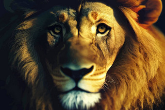 现实的插图<strong>狮子</strong>特写镜头野生<strong>狮子</strong>脸黑色的背景