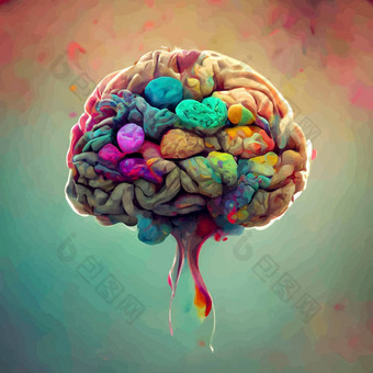 色彩斑斓的插图人类<strong>大脑</strong>详细的插图人类<strong>大脑</strong>部分<strong>大脑</strong>