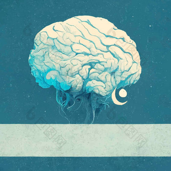 插图人类大脑蓝色的插图人类大脑