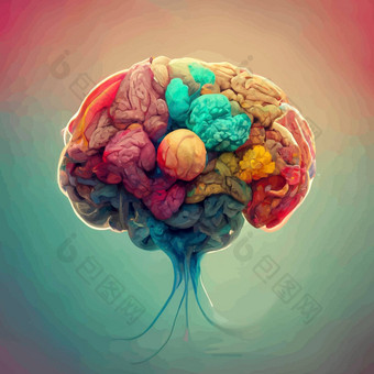 色彩斑斓的插图人类<strong>大脑</strong>详细的插图人类<strong>大脑</strong>部分<strong>大脑</strong>