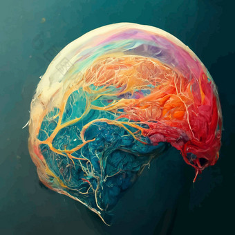 色彩斑斓的插图人类大脑详细的插图人类大脑部分大脑