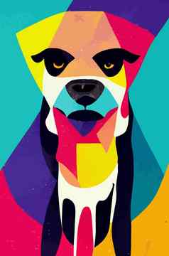 色彩斑斓的狗头很酷的孤立的流行艺术风格BackroundWPAPa风格