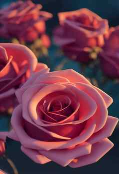 插图美丽的粉红色的玫瑰粉红色的玫瑰背景