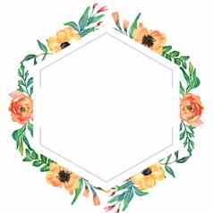 水彩花框架邀请框架玫瑰花设计孤立的