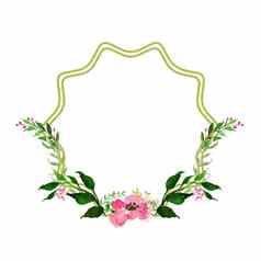 水彩花框架美丽的花环优雅的集合花孤立的叶子手画水彩设计邀请婚礼问候卡片