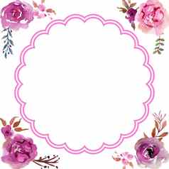 水彩花框架圆花设计卡婚礼卡简单的背景轮概念元素孤立的