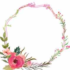 水彩花框架水彩花环使独特的装饰问候卡片婚礼邀请孤立的花设计