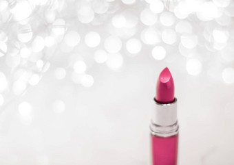 粉红色的口红银圣诞节年情人节一天假期闪闪发光的背景化妆化妆品产品奢侈品美品牌