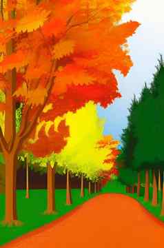 秋天景观树