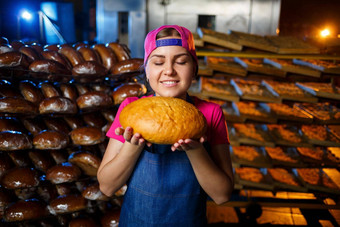 阶段烘焙面包<strong>店</strong>肖像贝克女孩面包手背景搁置面包<strong>店</strong>手贝克面包工业面包生产