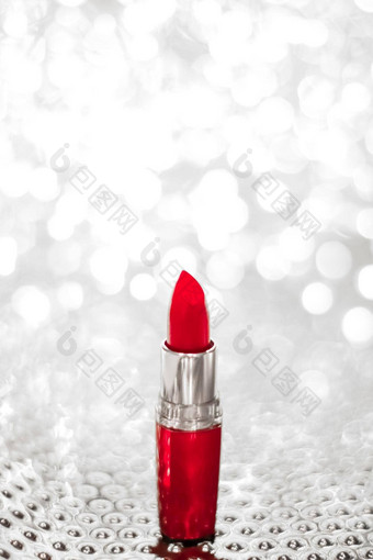 红色的口红银圣诞节年情人节一天假期闪闪发光的背景化妆化妆品产品奢侈品美品牌