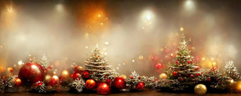 一年的温暖的背景复制空间温暖的颜色圣诞节装饰圣诞节树分支机构