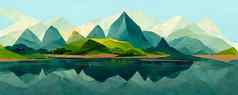 景观山海色彩斑斓的摘要壁纸纹理背景插图