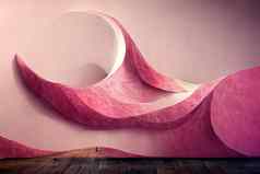 摘要粉红色的背景波浪时尚壁纸渲染