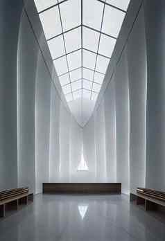 室内拍摄现代当代未来主义的教堂渲染