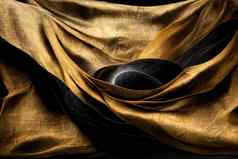 渲染摘要时尚壁纸现代最小的作文黄金黑色的丝绸织物