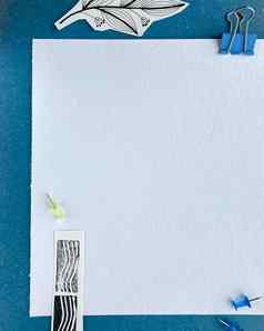 明信片模型蓝色的背景空纸提醒列表纸邮票断路涂鸦分支机构手画