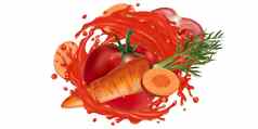 胡萝卜西红柿蔬菜汁飞溅
