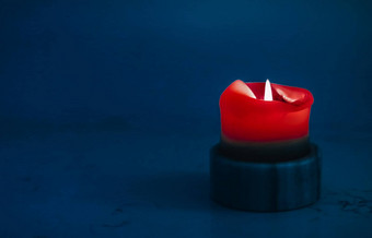 红色的假期蜡烛蓝色的背景奢侈品<strong>品牌设计</strong>装饰圣诞节年夏娃情人节一天