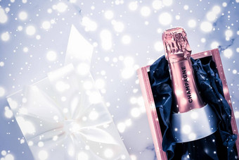 香槟瓶礼物盒子蓝色的假期闪闪发光的年圣诞节情人节一天冬天现在奢侈品产品包装饮料品牌