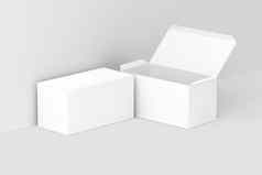 宽矩形盒子白色空白呈现模型