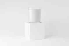 蜡烛玻璃盒子包装呈现白色空白模型