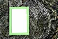 绿色框架灰色的黑色的木树桩纹理空间文本