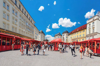动漫风格维也纳奥地利维也纳市中心主要城市广场斯蒂芬广场城市圆忙街道完整的游客著名的资本城市欧元