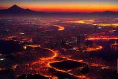动漫视图惊人的视图台北城市天际线照亮黄昏美丽的日落台北正式台北城市资本特殊的直辖市台湾动漫