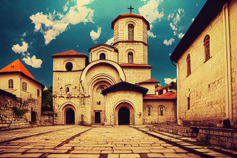 动漫风格采蒂涅修道院采蒂涅城市皇家资本黑山共和国动漫风格