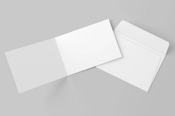 景观折叠邀请卡信封呈现白色空白模型