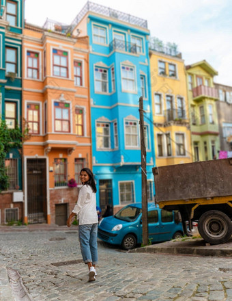 皮肤区伊斯坦布尔火鸡7月色彩斑斓的房屋房子小镇