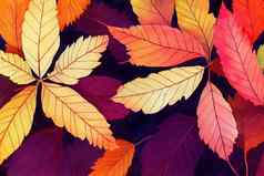 秋天背景色彩斑斓的水彩叶子叶秋天日本