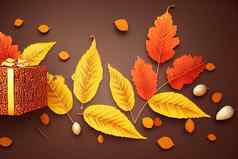 秋天装饰背景日历橙色叶子