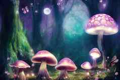 神奇的幻想蘑菇被施了魔法仙女演讲梦幻精灵