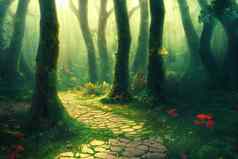 迷人的幻想仙女演讲森林背景艺术