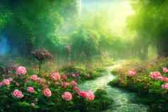 幻想玫瑰花花园被施了魔法仙女演讲梦幻