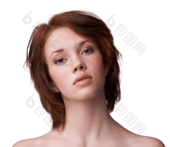<strong>闷热</strong>的美头肩膀工作室拍摄年轻的女人孤立的白色