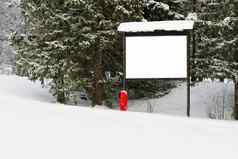 空海报森林冬天空白模型广告横幅滑雪度假胜地