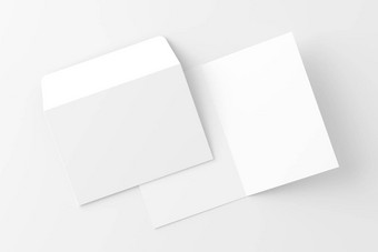 折叠邀请卡信封呈现白色空白模型